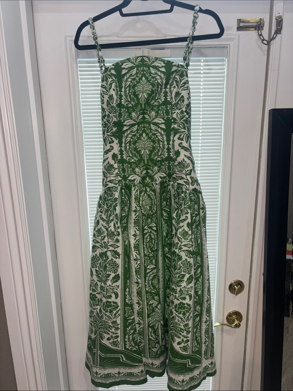 Farm Rio Green Floral Delhi Tapestry Beaded Straps Midi Dress - Picture 2 of 5